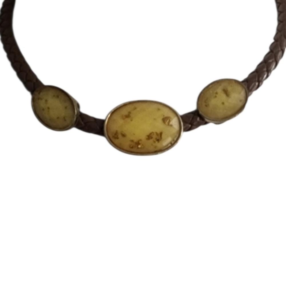 Elegant Brown and Yellow Braided Rope Choker Necklace